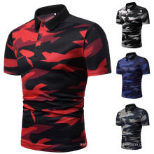 Simple Lapel Short Sleeve Polo Shirt Camouflage Printing Short Sleeve Shirt